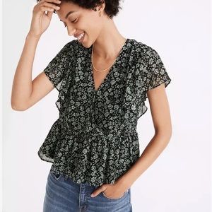 Madewell Ruffle-Sleeve Peplum Top